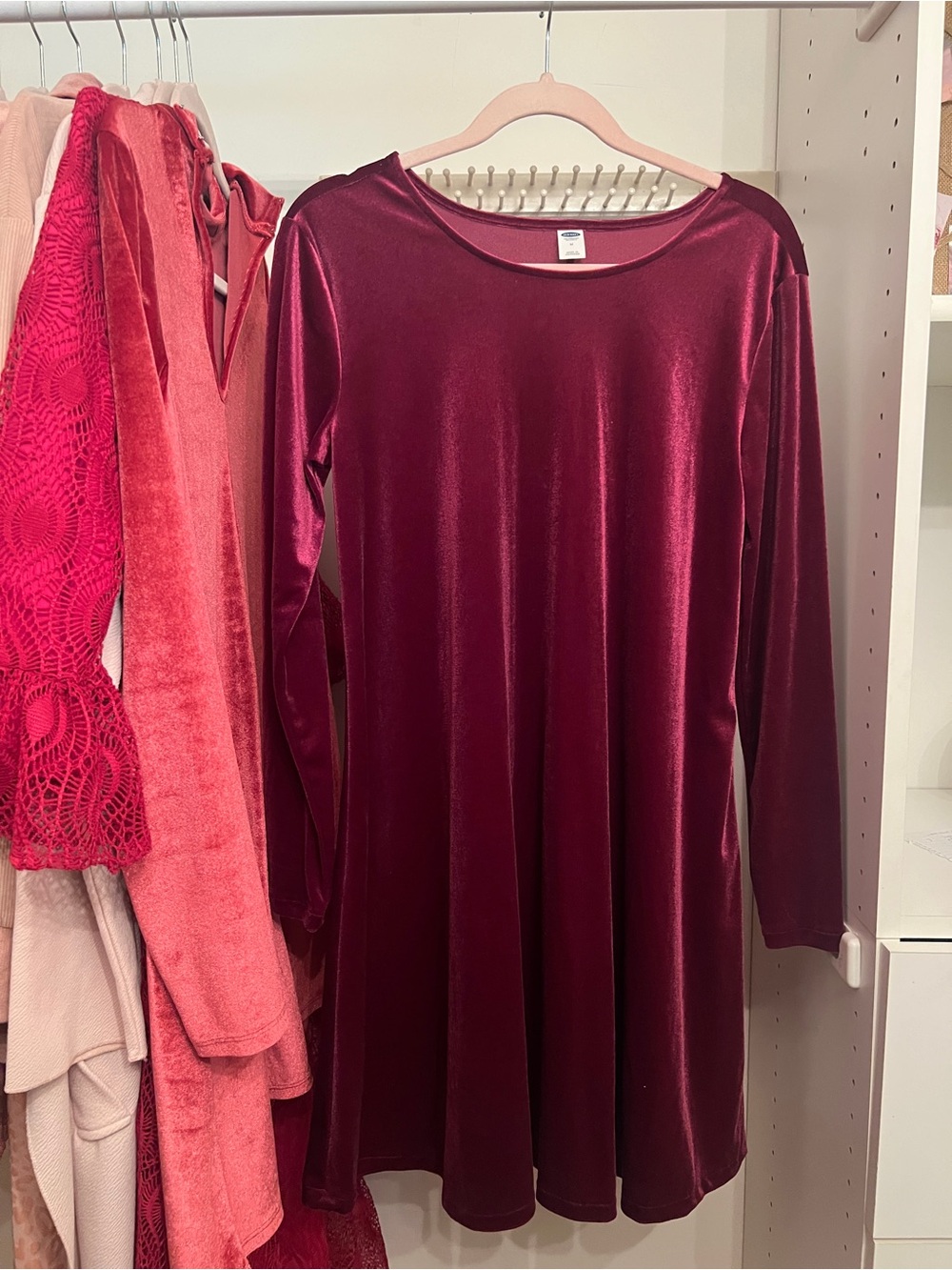 Old Navy Velvet Dress in Deep Burgundy